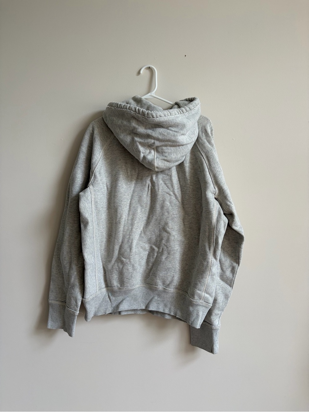 Vintage Abercrombie & Fitch Light Gray Crewneck Hoodie with Maroon Logo - Picture 2 of 3